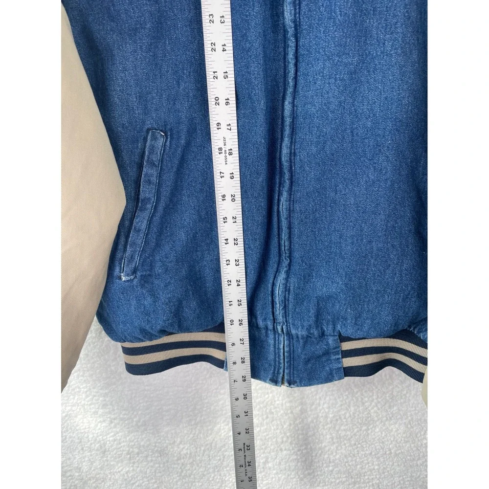 Red Kap Mens Denim Bomber Jacket Blue Tan Ford Trucks Logo‎ Large L-RG 3KR7R220G